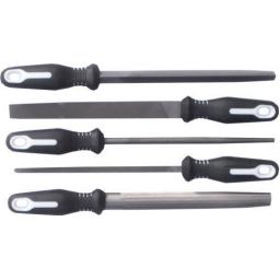 Silverline File Set (5 piece) Assorted Metal File Set 250mm Mechanic DIY Garage Flat, Half Round Round File Metal 