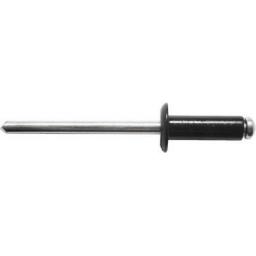 Pop Rivets 3.2 x 12mm Black (100) - Blind Pop Rivets Black Dome Open Aluminium Body Steel Stem 