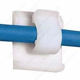 Adhesive Cable Clips Nylon 6mm (100) - Self Adhesive Nylon Sticky Pads Mounts / Fixings / Fastener for Cable Wire Conduit Tubing