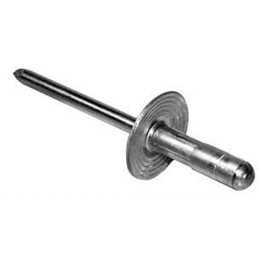 Pop Rivets 4.8 x 25mm Large Flange (250) -  Blind Pop Rivets Wide Flanged Dome Open Aluminium Body Steel Stem 