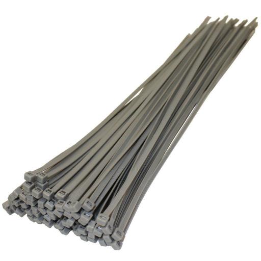 Cable Ties 370mm x 4.8mm Silver  - Nylon Plastic Zip Wire Tie Wraps fastening electrical wiring