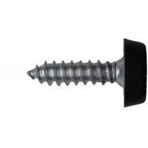 Number Plate Screws Moulded Head 3/4" (black) - Car Auto Vehicle Reg Registration No. Plate Fixing Fitting Kit Screws And Caps