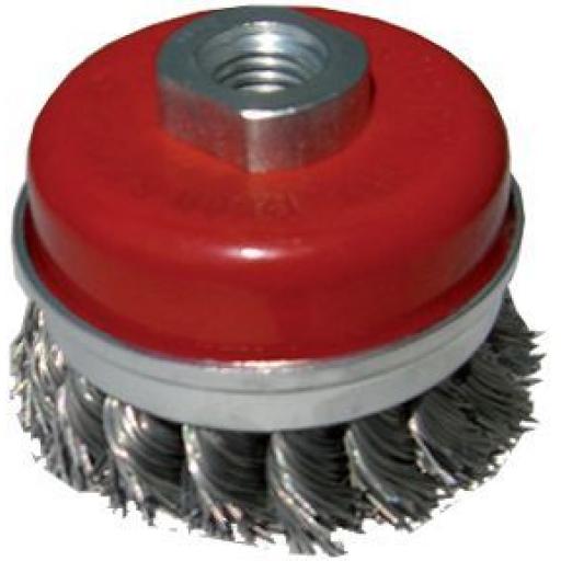 Cup Brush Twist Wire (70mm diam) Rotary Steel Wire Brush Crimp Bevel Wheel Cup Twist Knot Angle Grinder 