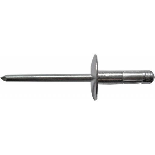 Pop Rivets 4.8 x 25mm, Multigrip - Large Flange (250) - Multi Grip Aluminum Pop Rivets Metric Imperial Blind Pop Dome 