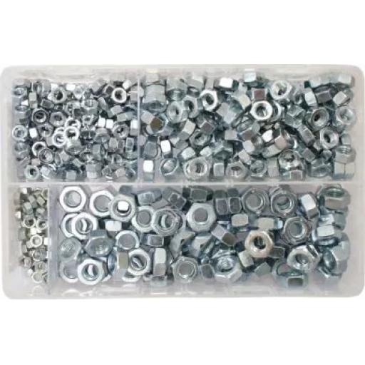 Assorted Steel Nuts M5-M10 BZP (450 Pieces)