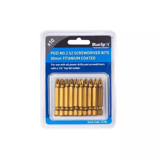 10 PCE 50mm PZ2 S2 Titanium Coated Power Bit Set