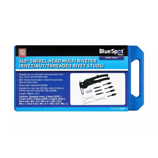 360° Swivel Head Multi Riveter (Rivet/Nut/Threaded Rivet Studs)