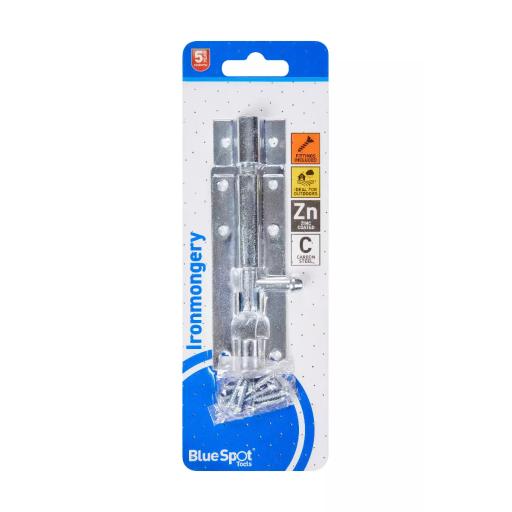 Ironmongery 102mm Zinc Plated Tower Bolt