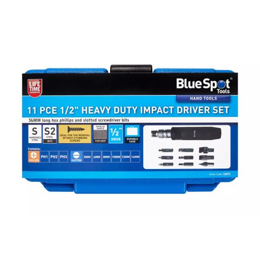 11 PCE 1/2" Heavy Duty Impact Driver Set