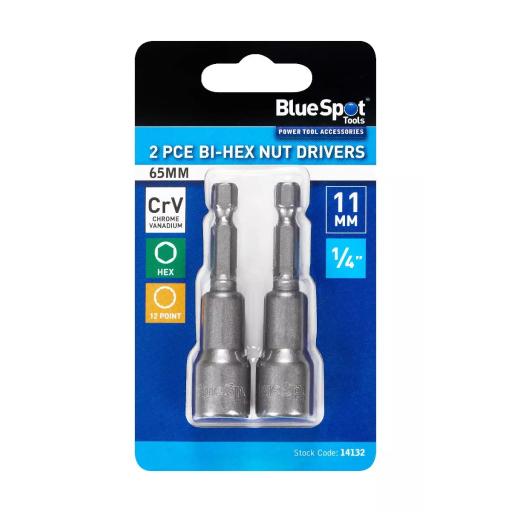 2 PCE Bi-Hex Nut Drivers (11mm)