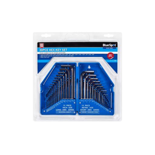 30 PCE Hex Key Set (0.7-10mm) (0.028"-3/8")