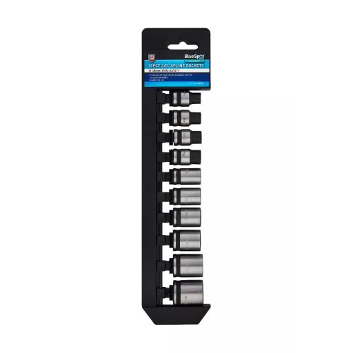 10 PCE 3/8" Metric & Sae Spline Sockets (7-18mm)(9/32"-23/32")