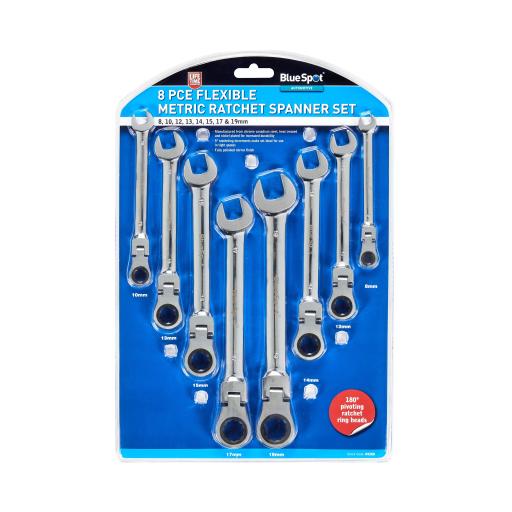 8 PCE Flexible Metric Ratchet Spanner Set (8-19mm)