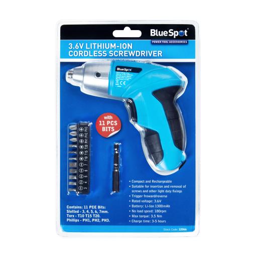 3.6V Lithium-ion Cordless Screwdriver with 11 PCE bits