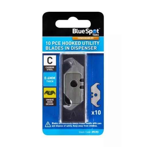 10PCE Hooked Utility Blades In Dispenser