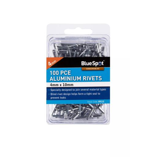 100 PCE 4mm X 10mm Aluminium Rivets