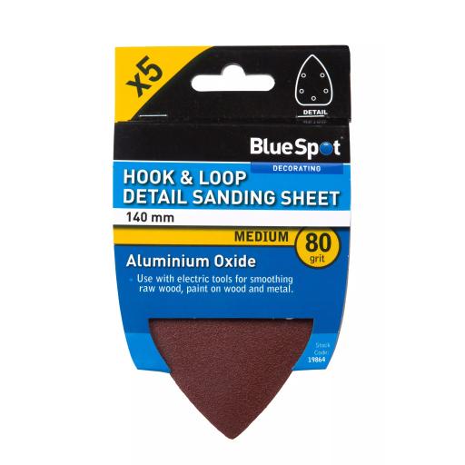 140mm 5 Pack 80 Grit Detail Sanding Sheets