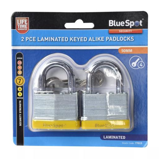 2 PCE 50mm Laminated Keyed Alike Padlocks