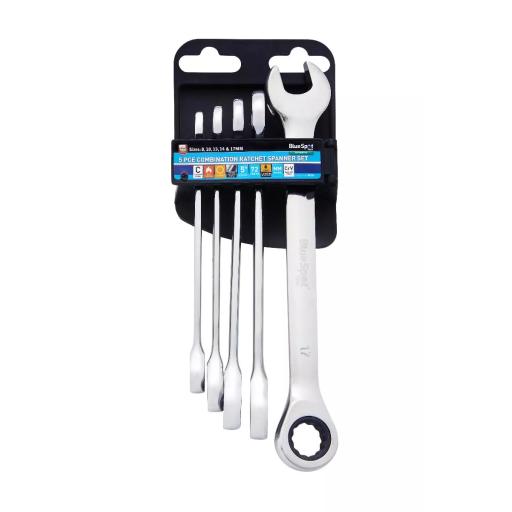 5 PCE Combination Ratchet Spanner Set (8-17mm)