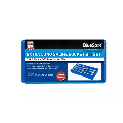 7 PCE 3/8" Extra Long Spline Socket Bit Set (M4 -M10)
