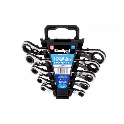 5 PCE Offset Ratchet Ring Spanner Set (6-21mm)