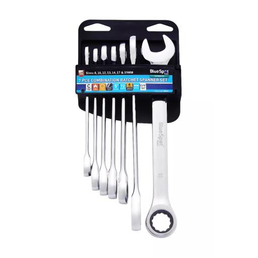 7 PCE Combination Ratchet Spanner Set (8-19mm)