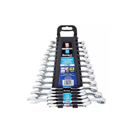 18 PCE Metric Assorted Combination Spanner Set (6-19MM)