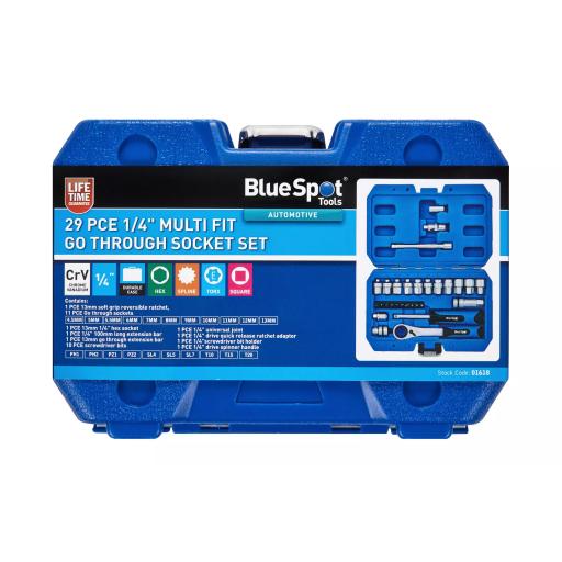 29 PCE 1/4" Multi Fit Go Through Socket Set (4.5-13mm)