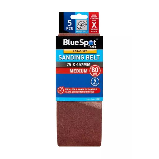 5 PCE 75 x 457mm Sanding Belt 80 Grit