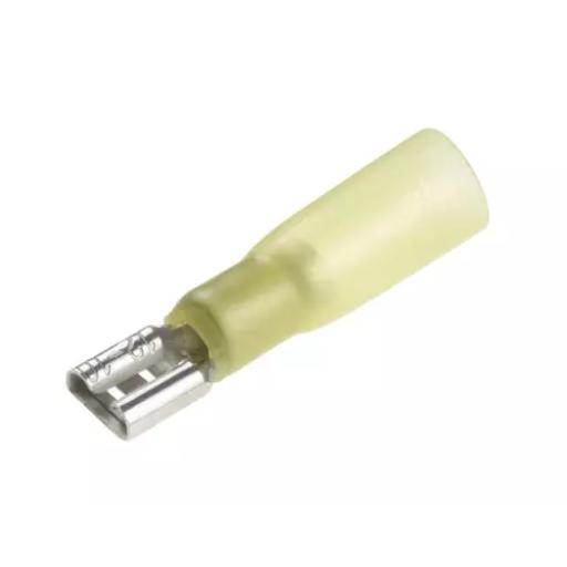 Yellow Female Spade 6.3mm heatshrink (Pack of 25)