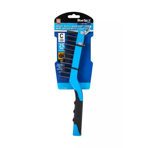 Heavy Duty 4 Row Soft Grip Wire Brush With Scraper
