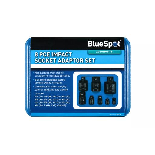 8 PCE Impact Socket Adaptor Set (1/4"-1")