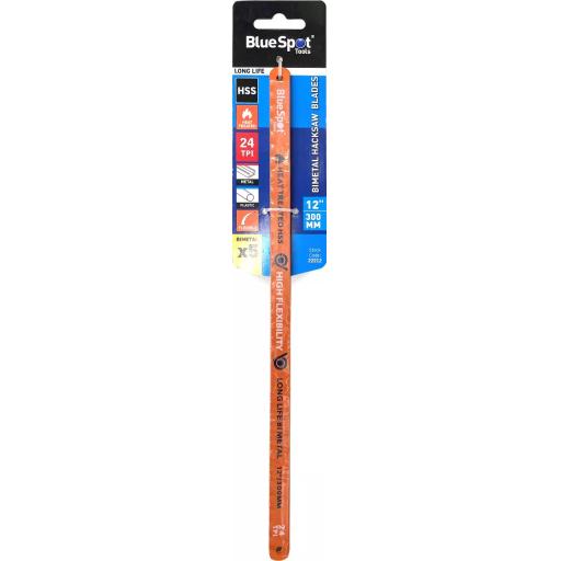 5 PCE 300mm (12") 24TPI HSS Bi Metal Hacksaw Blades