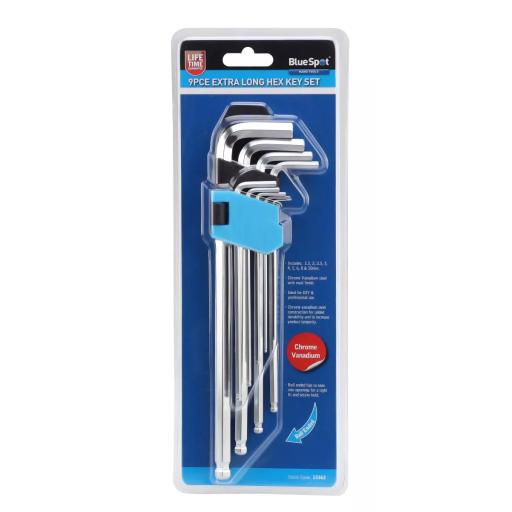 9 PCE Extra-Long Ball End Hex Key Set (1.5-10mm)