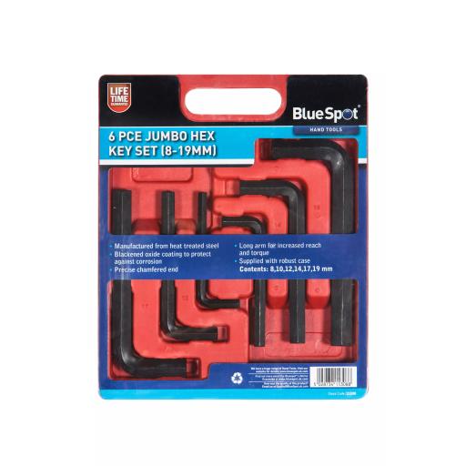 6 PCE Jumbo Hex Key Set (8-19mm)