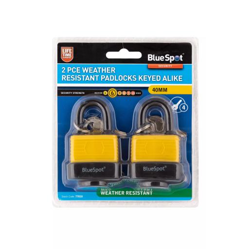 2 PCE 40mm Weather Resistant Padlocks Keyed Alike