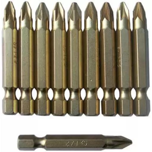 Pozi No.2 Bits Titanium-coated for screwdriver ( 10 Piece )