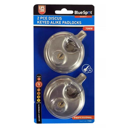 2 PCE 70mm Discus Keyed Alike Padlocks