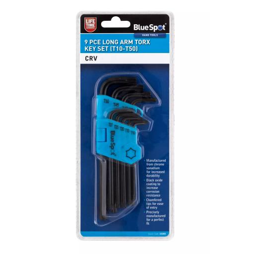 9 PCE Long Arm Torx Key Set (T10-T50)