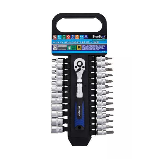 27 PCE 1/4" Drive Metric Socket and Bit Set (4-13mm)