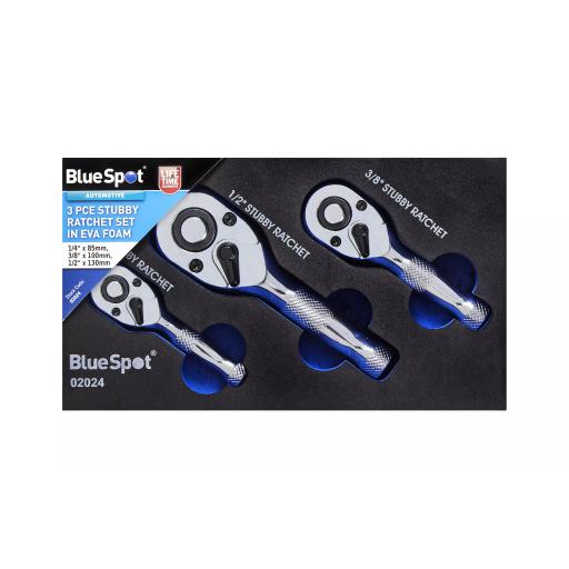 3 PCE Stubby Ratchet Set In EVA Foam (1/4", 3/8", 1/2")