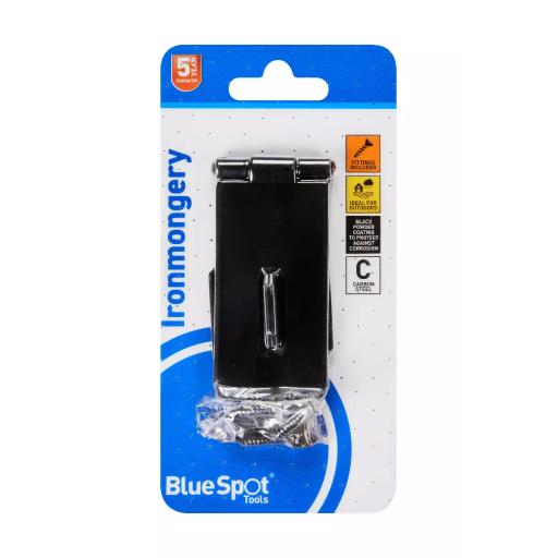 Ironmongery 75mm Black Powder Coated Hasp and Staple
