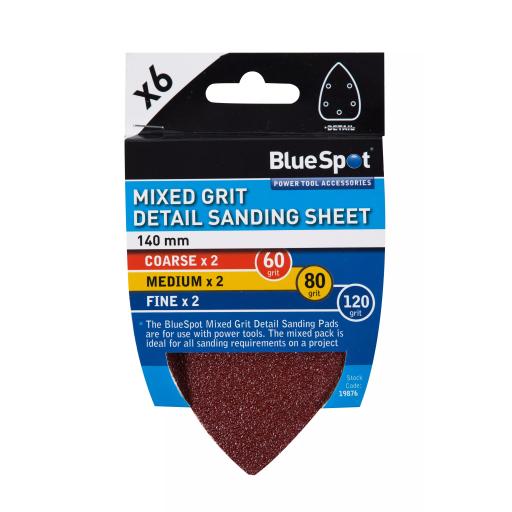 6 Pack 140mm Mixed Grit Detail Sanding Sheets