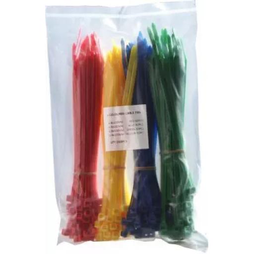 Coloured Cable Ties - Assorted Colours (Pack of 200)