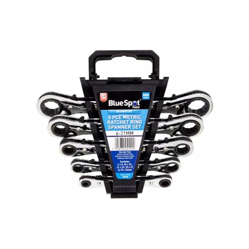 5 PCE Metric Ratchet Ring Spanner Set (6-21mm)