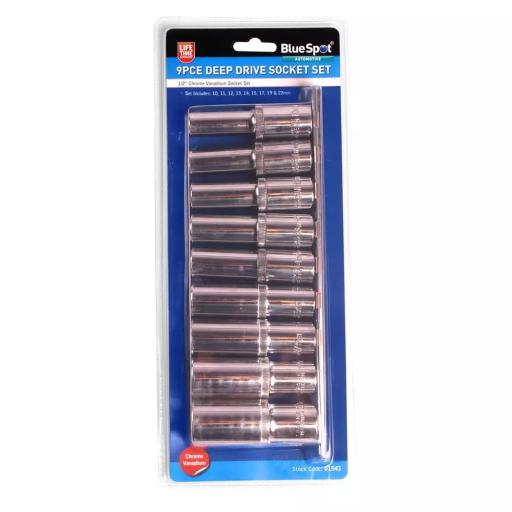9 PCE 1/2" Metric Deep Socket Set (10-22mm)