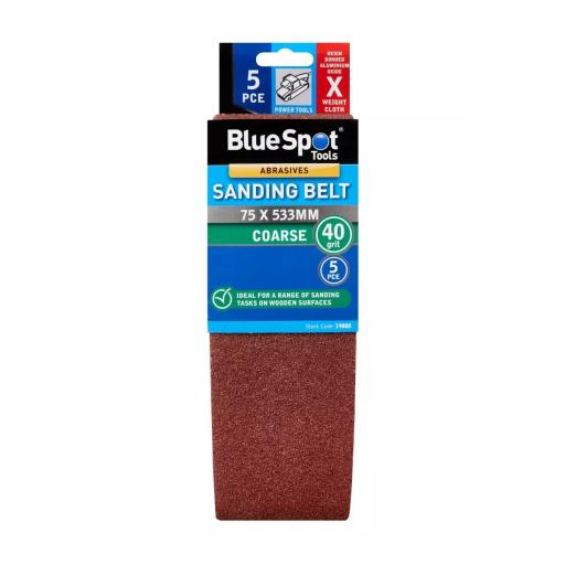 5 PCE 75 x 533mm Sanding Belt 40 Grit