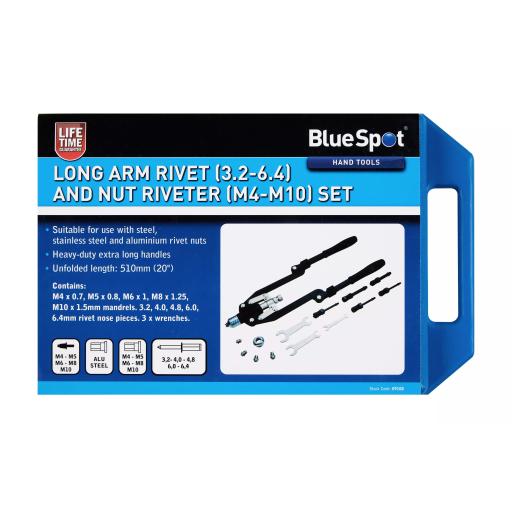 Long Arm Rivet (3.2-6.4) and Nut Riveter (M4-M10) Set