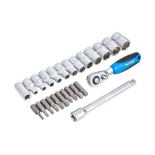 25 PCE 1/4" Ratchet, Socket and Bit Set (4-13mm) (T10-T40)