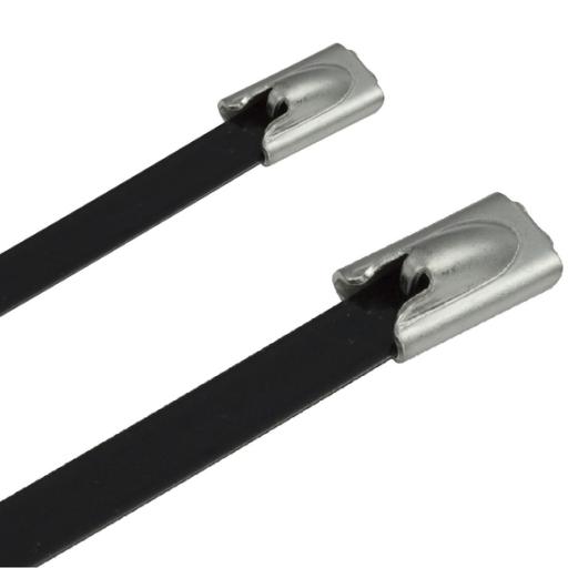 Black Polyester Coated Stainless Steel Cable Ties (Pack of 25) - (Various)